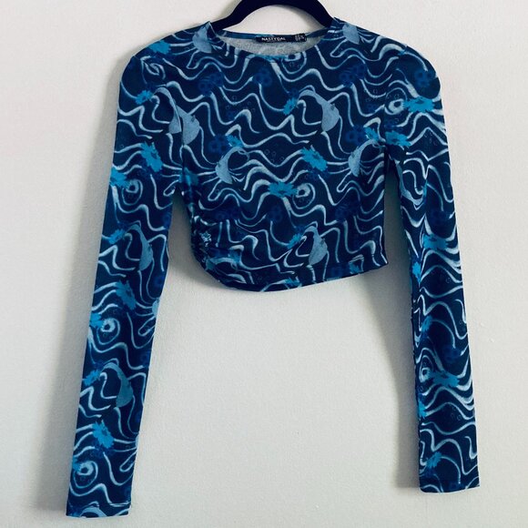 Long Sleeve Mesh Cropped Top with Ring Detail - Picture 6 of 6